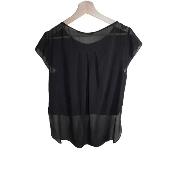 Womens Med ZARA BASIC Sheer Crop Front Long back - Picture 3 of 7